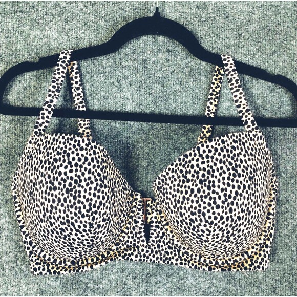 Shade & Shore Bra 36DD Underwire Lightly Padded V Wire  Plunge Black Cheetah - Picture 1 of 11